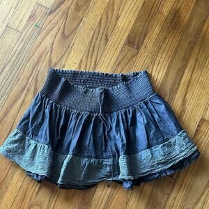 Forever 21 Smocked Denim Ruffle Mini Skirt, Size Small